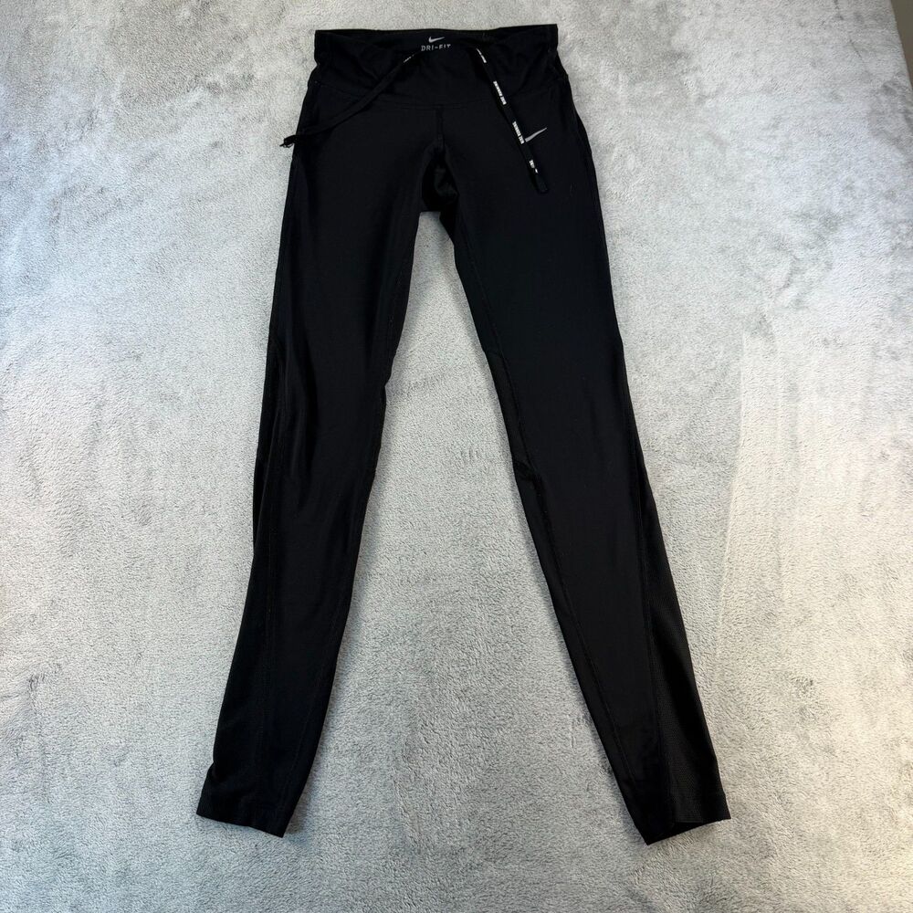 Nike Dri-Fit Running Leggings Women's XS Black Mesh Panel Pocket